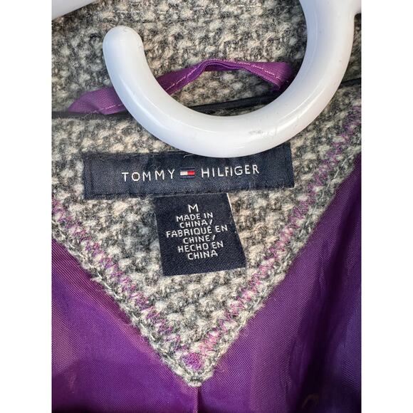 Tommy Hilfiger Tweed Coat Womens M Gray Double Breasted Peacoat Fall Wool Blend‎ - Picture 7 of 8